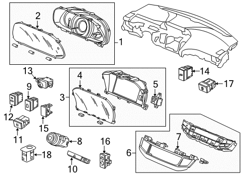 2015 Honda Accord Instruments & Gauges Meter Assembly, Combination (Rewritable) Diagram for 78100-T3Z-A21
