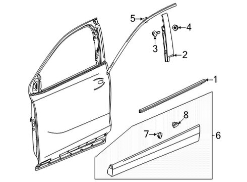 2020 Buick Encore GX Exterior Trim - Front Door Lower Molding Diagram for 42727401