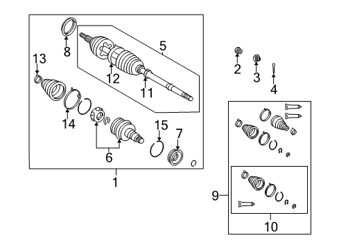 2001 Lexus RX300 Drive Axles - Front Shaft Assy, Front Drive, LH Diagram for 43420-48010