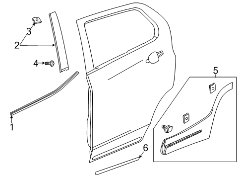 2020 GMC Terrain Exterior Trim - Rear Door Lower Molding Diagram for 84454222