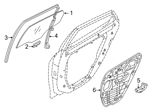 2013 Hyundai Azera Rear Door Run&Channel-Rear Door Delta Lower, RH Diagram for 83545-3V000