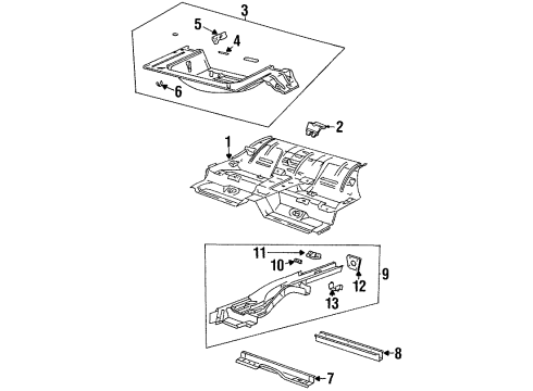 2000 Saturn SW2 Rear Body - Floor & Rails Panel, Rear Compartment Rear Diagram for 21123629