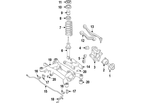 2012 BMW 750i xDrive Rear Suspension Components, Lower Control Arm, Upper Control Arm, Ride Control, Stabilizer Bar Rp Air Supply System Diagram for 37206875176