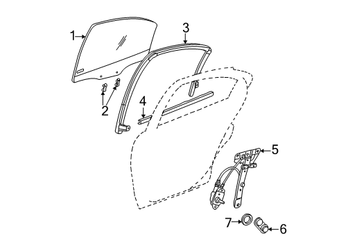2004 Dodge Neon Rear Door - Glass & Hardware WEATHERSTRIP-Rear Door Glass Run Diagram for 5008578AD