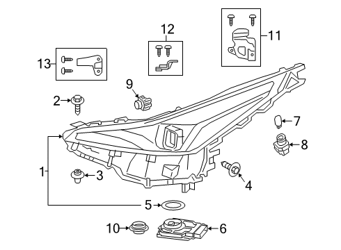 2022 Toyota Prius Headlamp Components Headlamp Assembly Diagram for 81140-47A40