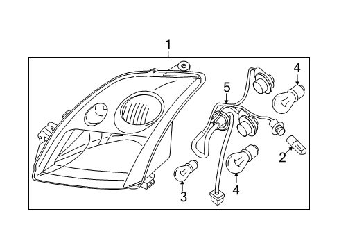 2009 Nissan Sentra Bulbs Passenger Side Headlight Assembly Diagram for 26010-ET80B