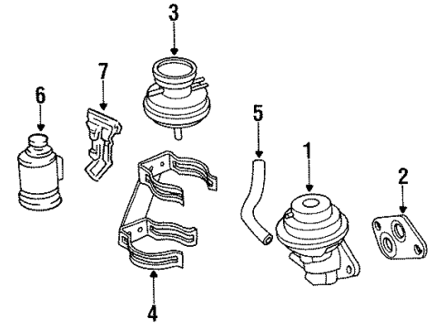 1992 Toyota Tercel Emission Components EGR Valve Gasket Diagram for 25627-11020
