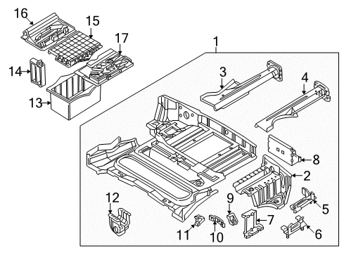 2000 BMW Z3 Rear Floor & Rails Stabilizer Support Diagram for 41112491300