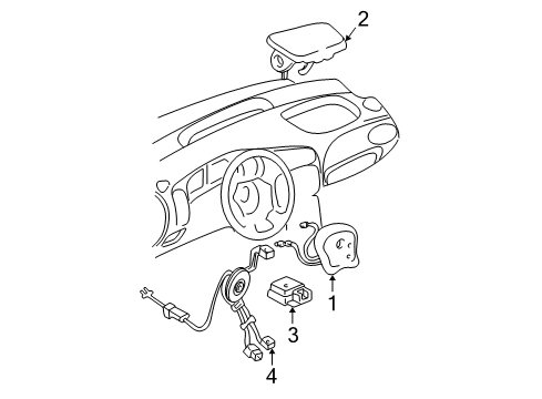 2002 Pontiac Grand Am Air Bag Components Coil Kit, Inflator Restraint Steering Wheel Module Diagram for 26096189
