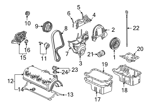 2001 Honda Civic Filters Cap Assembly, Oil Filler Diagram for 15610-PMM-A01