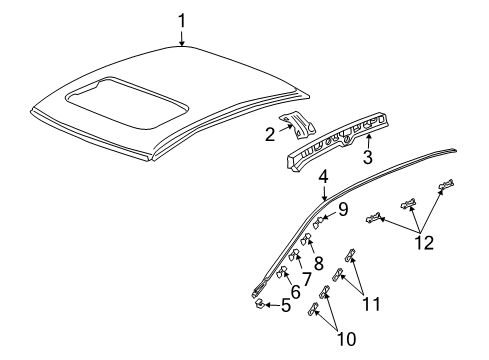 2007 Acura TSX Roof & Components, Exterior Trim Rail, Driver Side Roof Side Diagram for 64610-SEA-300ZZ