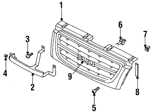2000 Isuzu Trooper Grille & Components Screw Rad Grill Diagram for 8-98073-081-0