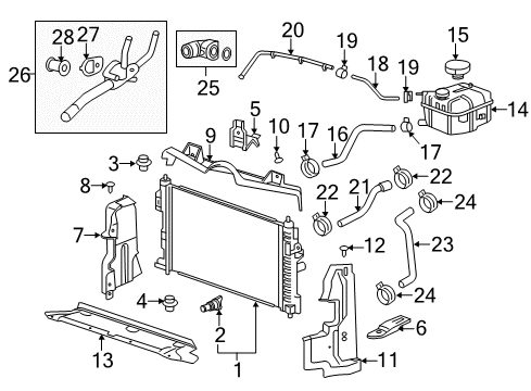 2017 Cadillac XTS Radiator & Components Radiator Diagram for 22747160