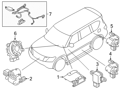 2020 Nissan Armada Air Bag Components Side Air Bag Front Left Module Assembly Diagram for KHEH1-5ZA0A