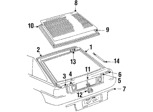 1984 Toyota Camry Trunk Hinge Sub-Assembly, Back Diagram for 68801-16011