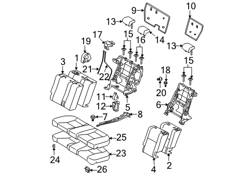 2008 Scion tC Rear Seat Components Seat Back Panel Diagram for 71702-21010