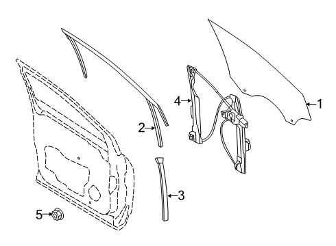 2019 Ford Escape Front Door Door Glass Diagram for CJ5Z-7821410-A