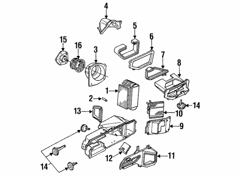 1990 Chevrolet Camaro Heater Core & Control Valve Evaporator Core(Sev/Marchal-256-90) Diagram for 52453621