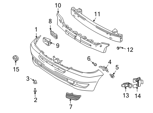 2004 Toyota Sienna Bumper & Components, Exterior Trim Hole Cover Diagram for 52128-AE010