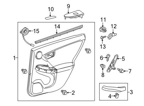 2010 Toyota Prius Rear Door Door Trim Panel Diagram for 67630-47271-E0