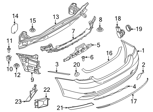 2020 BMW 440i xDrive Gran Coupe Rear Bumper Ultrasonic Sensor Diagram for 66209308344