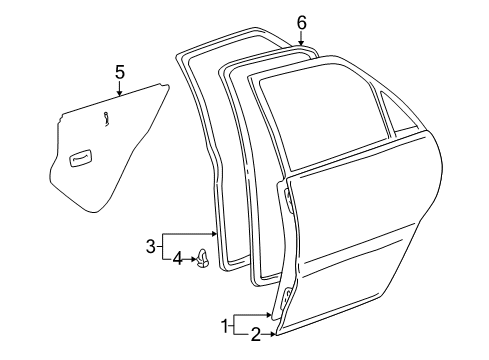 2000 Lexus RX300 Rear Door Panel, Rear Door, Outer RH Diagram for 67113-48010