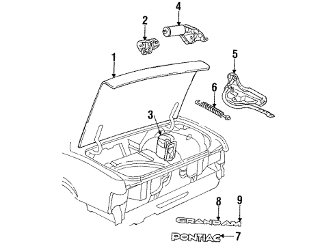 1986 Pontiac Grand Am Trunk Lid & Components, Exterior Trim Ret-C/Lid Lock Cyl *Black Diagram for 20155251