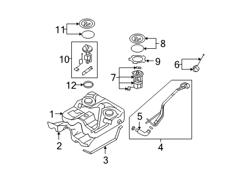 2009 Hyundai Santa Fe Fuel Supply Suction Plate And Sender Assembly Diagram for 31230-0W000
