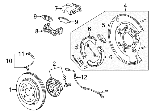 2010 Cadillac SRX Parking Brake Backing Plate Diagram for 20921104