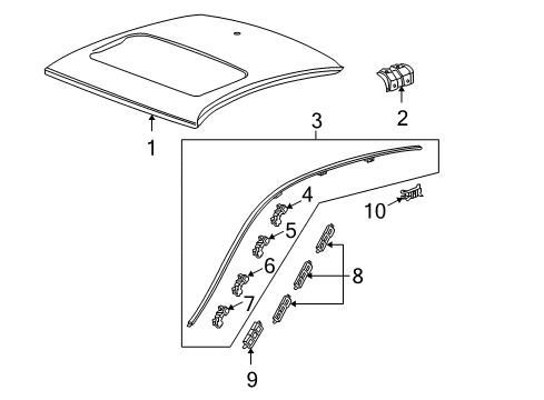2012 Honda Accord Roof & Components, Exterior Trim Panel, Roof (Sunroof) Diagram for 62100-TE0-A50ZZ