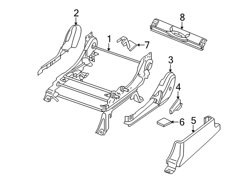2008 Nissan Frontier Tracks & Components FINISHER Assembly-Cushion, Front Seat L Diagram for 87380-ZM00A