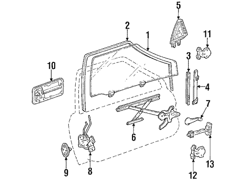 1986 Honda Prelude Front Door Regulator Assembly, Left Front Door Power Diagram for 75320-SB0-604