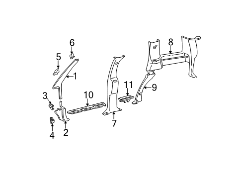 1996 Chevrolet Blazer Interior Trim - Pillars, Rocker & Floor Molding Asm-Front Side Door Lock Pillar Garnish *Medium Beige Diagram for 15668798