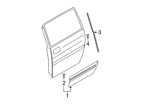 2004 Kia Sedona Exterior Trim - Side Loading Door GARNISH Assembly-R Door, R Diagram for 0K56B50CC0BXX