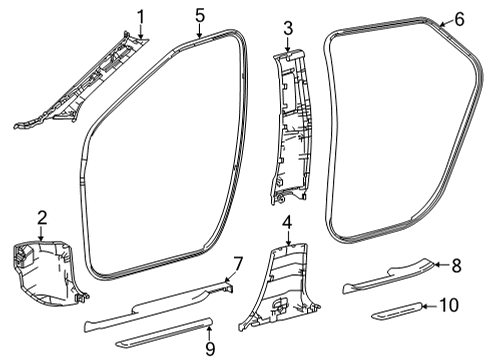 2018 Toyota Mirai Interior Trim - Pillars Weatherstrip Pillar Trim Diagram for 62220-62010-C1