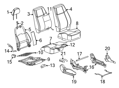 2005 Chevrolet Cobalt Front Seat Components Seat Back Cover Diagram for 25799846