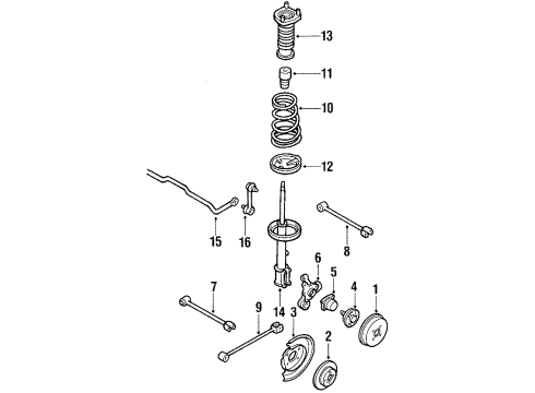 1991 Toyota Corolla Rear Suspension Components, Lower Control Arm, Stabilizer Bar Shaft Sub-Assembly, Rear Axle Diagram for 42301-12150