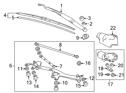 2016 Honda CR-Z Wiper & Washer Components Motor, Front Wiper Diagram for 76505-SZT-G01