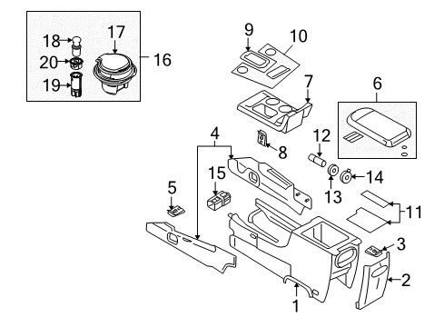 2008 Mercury Sable Center Console Center Console Diagram for 8G1Z-54045A36-BC