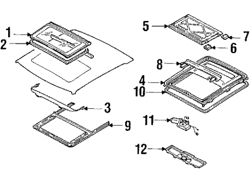 1988 Nissan Maxima Sunroof WELT SUNROOF Diagram for 73639-D4010