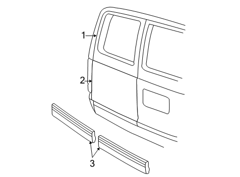 1993 GMC Safari Back Door & Components, Lock & Hardware, Exterior Trim Door Asm, Rear Diagram for 89025470