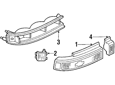 1990 Chevrolet Corsica Tail Lamps Lens-Rear Diagram for 16507753