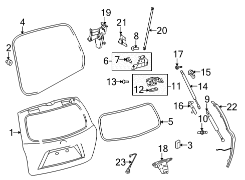 2012 Toyota Highlander Gate & Hardware Bracket Bolt Diagram for 90080-11605