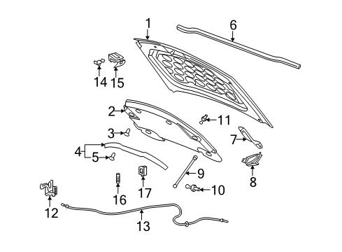 2008 Cadillac SRX Hood & Components Latch Asm-Hood Primary & Secondary Diagram for 20761109
