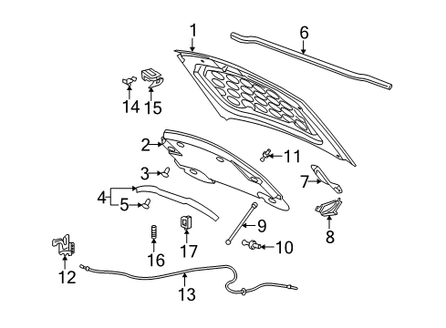 2005 Cadillac SRX Hood & Components Insulator Diagram for 25895979