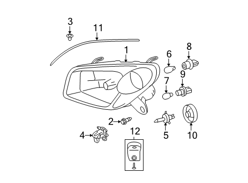 2004 Toyota RAV4 Bulbs Rear Cover Diagram for 81139-37110