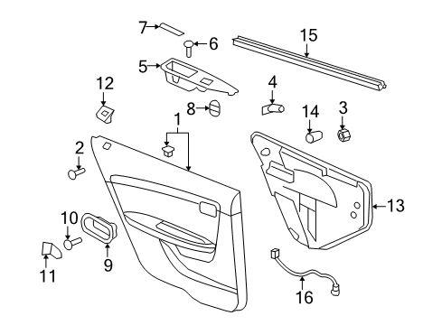 2008 Saturn Aura Interior Trim - Rear Door Inner Seal Diagram for 20897273