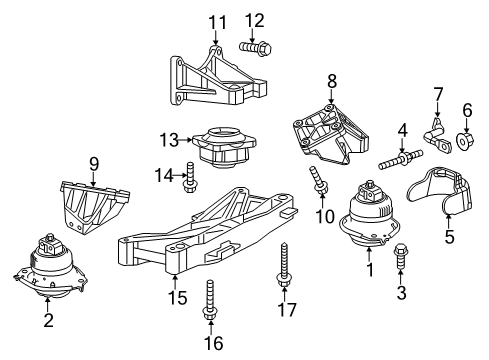 2014 Chrysler 300 Engine & Trans Mounting Bolt Diagram for 6507788AA