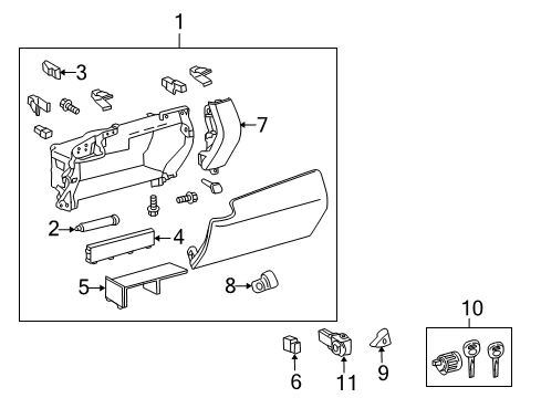 2014 Lexus RX450h Glove Box Lamp Assembly, Interior Diagram for 81080-48080