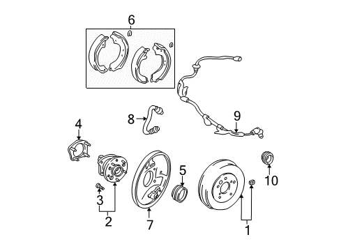 2002 Toyota RAV4 Rear Brakes Bearing Retainer Diagram for 42406-42010